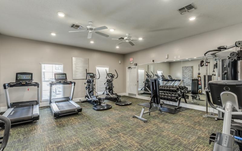 a gym with exercise equipment