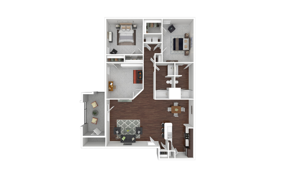 3D Furnished Floorplan - Menticello