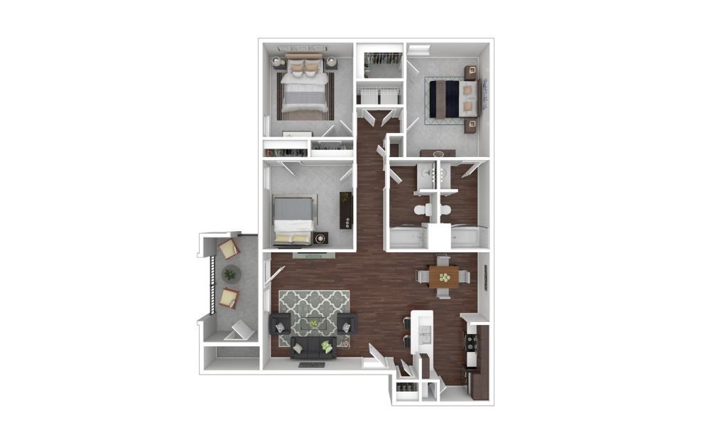 3D Furnished Floorplan - Vanderbilt