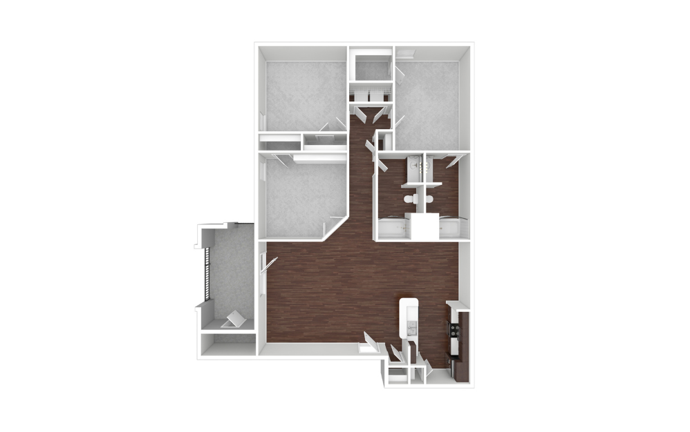 3D Unfurnished Floorplan -  Menticello