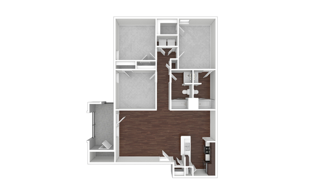 3D Unfurnished Floorplan -  Vanderbilt